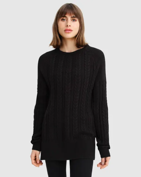 Belle & Bloom - At Last Cable Knit Jumper with Slit