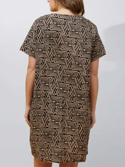 Annick - Eugenie Dress Loose Styled A-Line Geometric Print Black