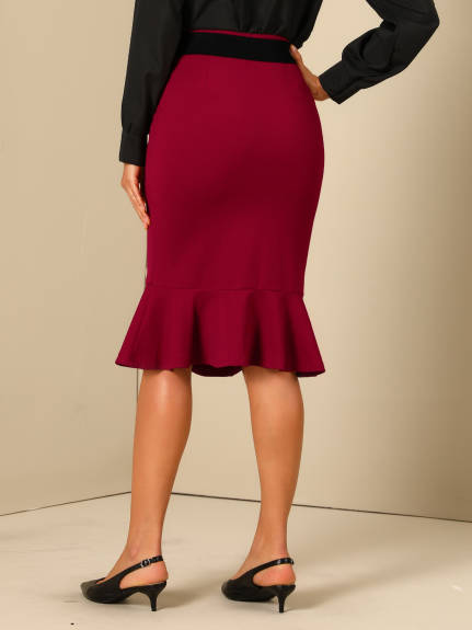 Allegra K- High Waisted Fishtail Mermaid Pencil Skirt