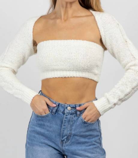 OLIVACEOUS - Match Made Fuzzy Bolero Top