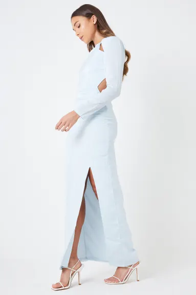 Split Leg Shoulder Pad Maxi Dress