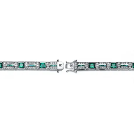 Genevive Sterling Silver White Gold Plated with Colored Cubic Zirconia Tennis Bracelet