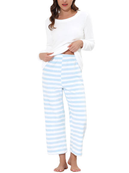 cheibear - Long Sleeve Winter Warm Flannel Pajama Set