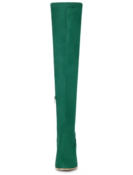 Allegra K- Chunky Heel Tied Over the Knee High Boots