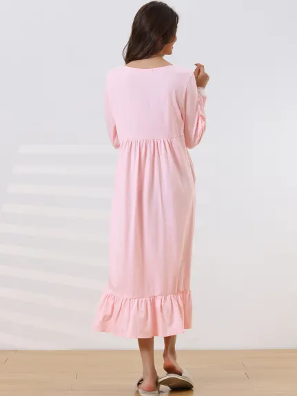 cheibear - Victorian Ruffle Nightgown with Pockets