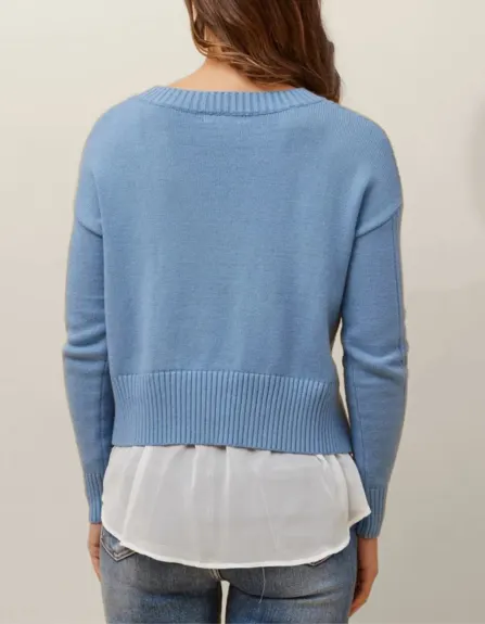 Annick - Ophelia Faux Layered Knit Sweater Shirt Effect