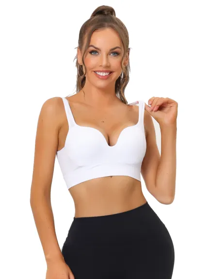 Allegra K- Wireless Padded V-Neck Sports Bras