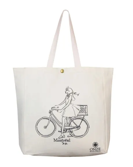 Annick - Sac Toile Illustration Fille En Vélo Nature