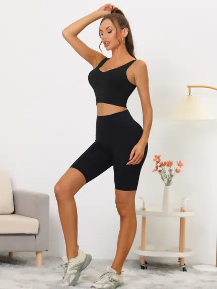 Allegra K- débardeurs de Yoga rembourrés confortables de soutien-gorge sport Longline