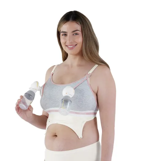 Bravado Designs - Accessoire mains libres pour soutien-gorge d’allaitement Clip and PumpMC - bruyère colombe avec pivoine saupoudrée