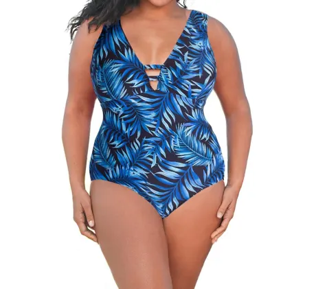 Always for Me - Plus Size Double V Plunge One Piece Swimsuit