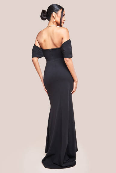 Goddiva - Off The Shoulder Draped Sleeve Maxi Dress