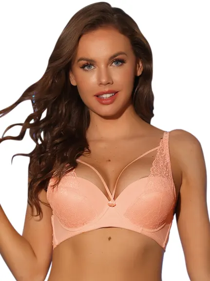 Allegra K- Lace Underwire Bra Front Cross Push-up Bralette