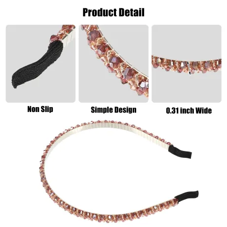 Unique Bargains- 2 Rows Rhinestone Hairband Headband