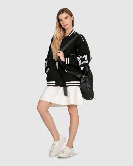 Hold Me Close Letterman Bomber - Black