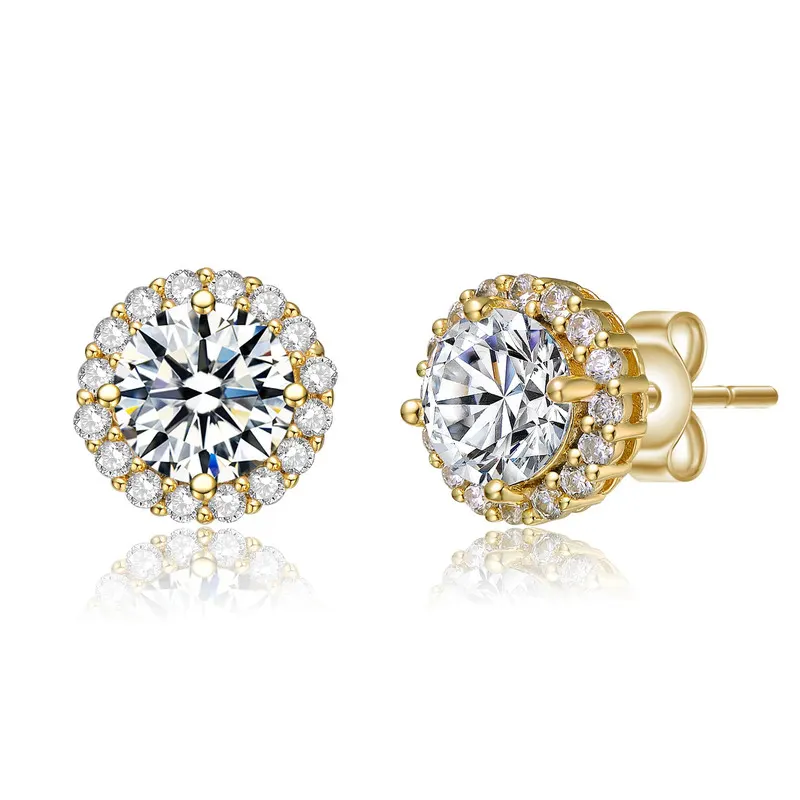 Rachel Glauber Elegant Round Stud Earrings with Colored Cubic Zirconia