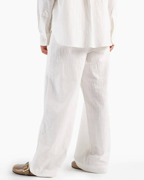 Wide Leg Cotton Slub Pants