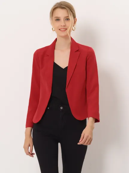 Allegra K- Open Front Crop Suit Blazer Jacket