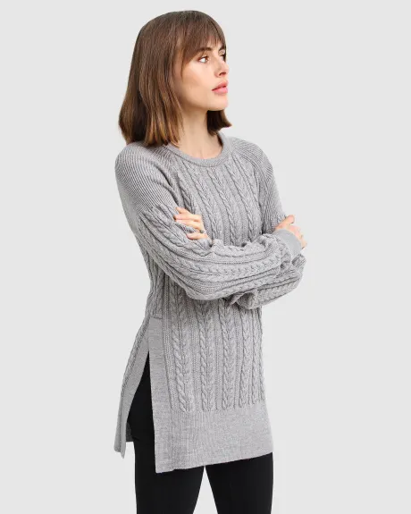 Belle & Bloom - At Last Cable Knit Jumper with Slit