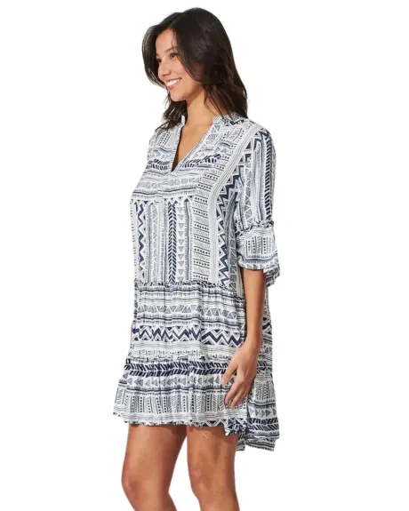 Annick - Louise Dress Geo Aztec Print V-Neck