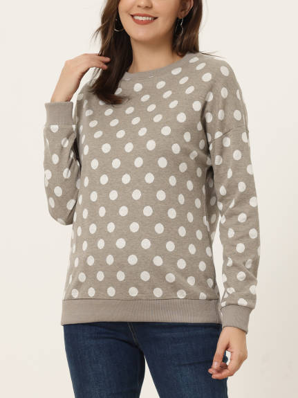 Allegra K- Knitted Pullover Top Polka Dots Sweater