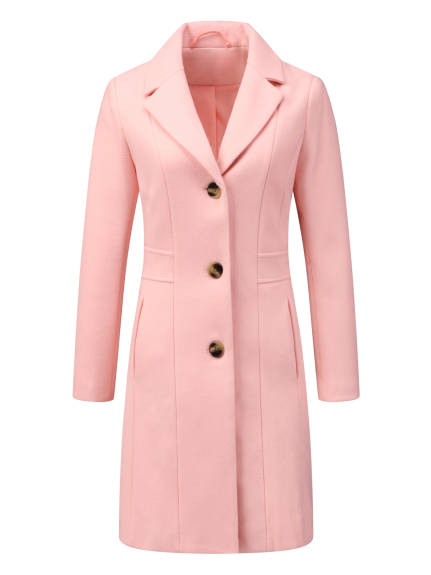 Allegra K - Single Breasted Notched Lapel Peacoat