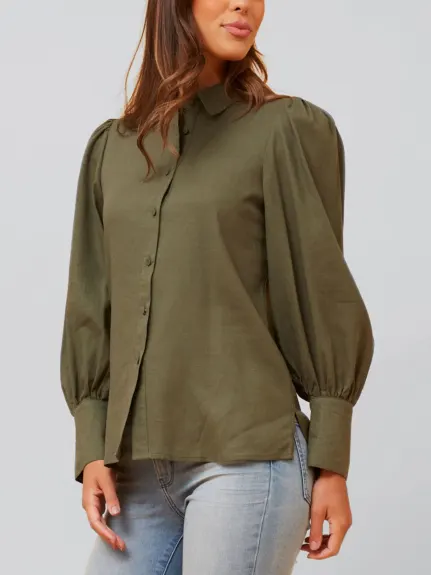 Annick - Maxine Shirt Fitted Long Puffy Sleeves Solid