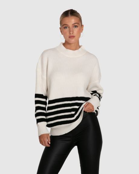 Belle & Bloom Everything I Do Oversize Striped Knit - Black White