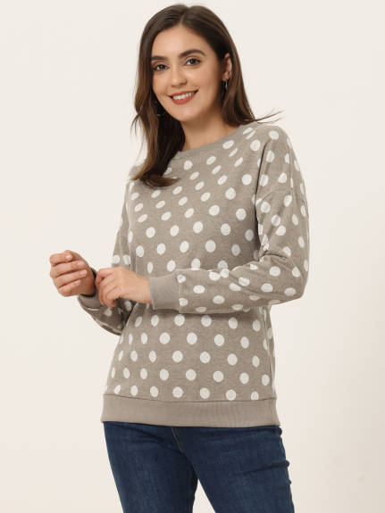 Allegra K- Knitted Pullover Top Polka Dots Sweater