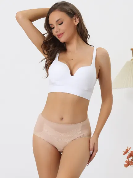 Allegra K- Slip sous-vêtement extensible taille moyenne en dentelle pour femme