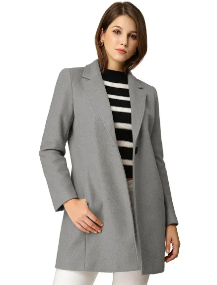 Allegra K- Classic Notched Lapel Long Overcoat