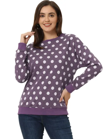 Allegra K- Knitted Pullover Top Polka Dots Sweater