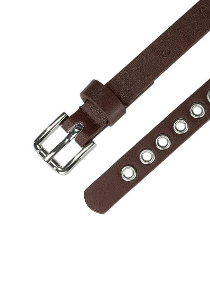 Allegra K- Grommet Belt Leather Skinny Plus Size Waist Belt