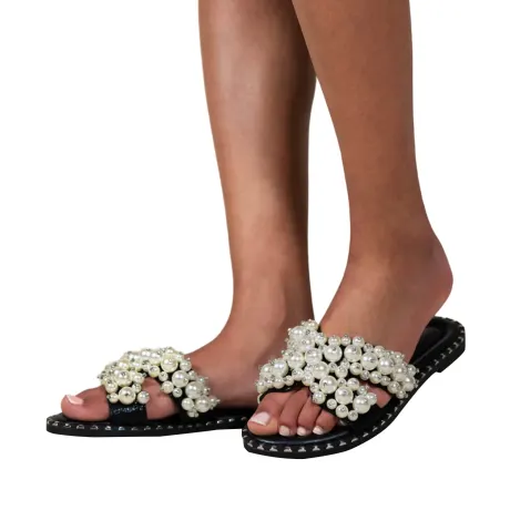 Where's That From - Womens/Ladies Iona Pearl Wide Flat Sliders