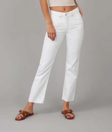 Lola Jeans DENVER-WHT Jean droit taille haute