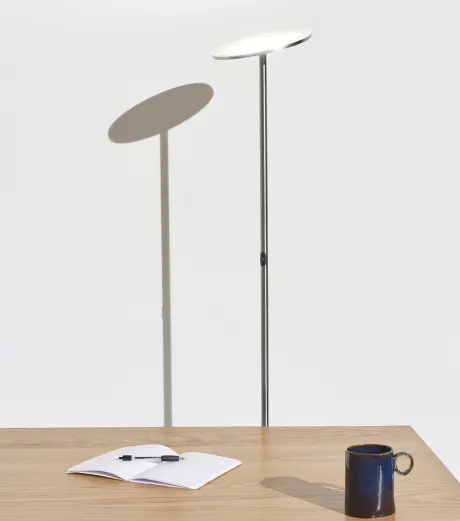 Sky Led Torchiere Floor Lamp With Adjustable Head Brushed