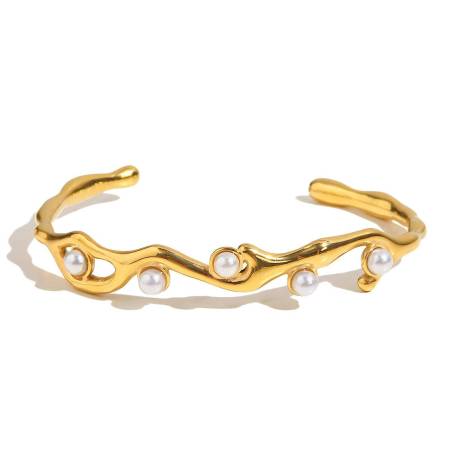 Waterproof Diane 18k gold plated stainless steel pearl bracelet