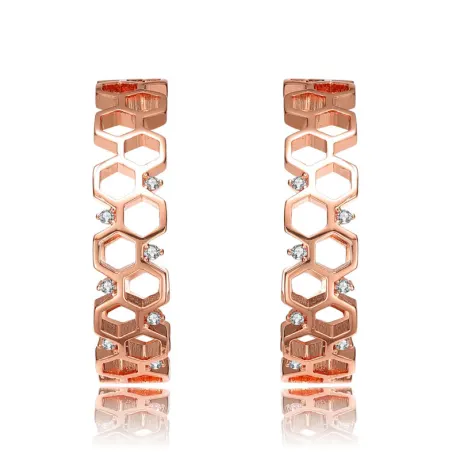 Rachel Glauber Gorgeous Open Hoop Earrings with Clear Cubic Zriconia