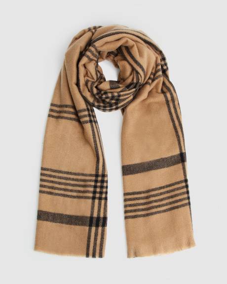 Panorama Check Scarf - Camel