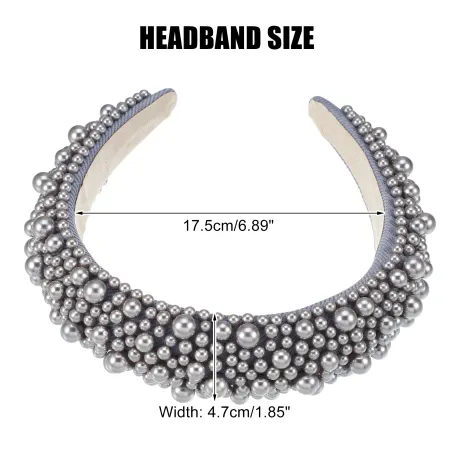 Unique Bargains - Faux Pearls Wide Padded Headband