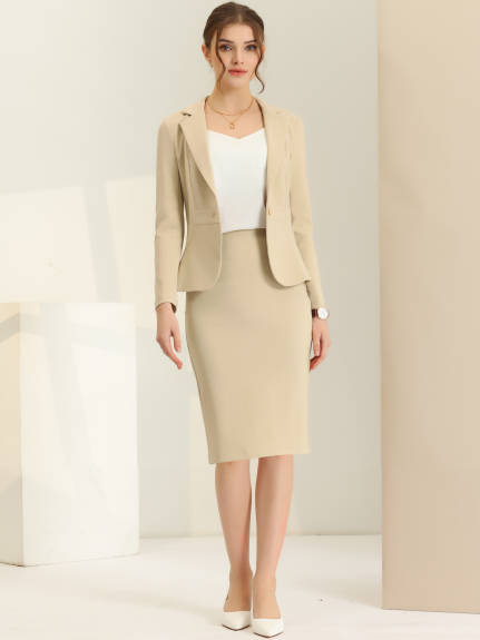 Allegra K- 2 Piece Suit Set Blazer and Pencil Skirt