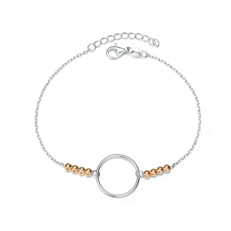 Genevive Sterling Silver Two-Tone Adjustable Halo Bracelet