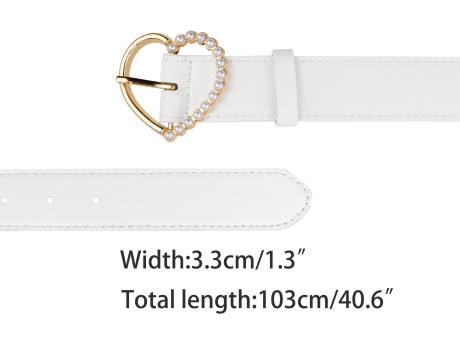 Allegra K- Heart-Shaped Buckle Bead Belt Waistband