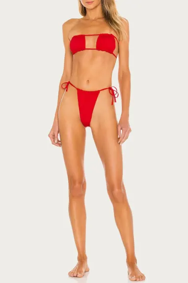 WE WORE WHAT - Ruched Bandeau Bikini Top