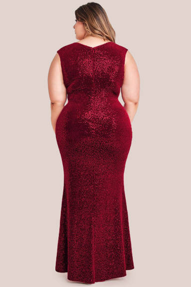 Goddiva - Sequin & Velvet Bardot Maxi Dress