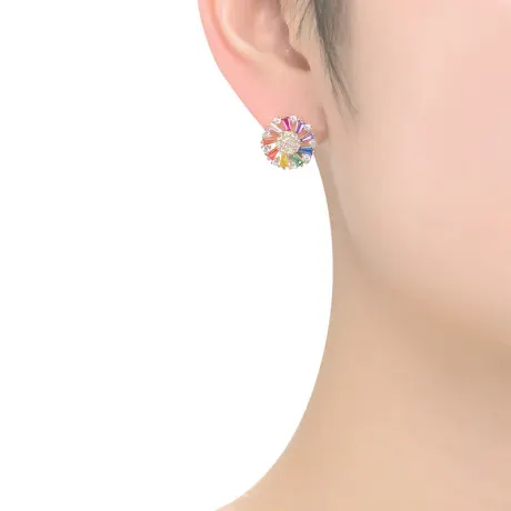 Genevive Boucles d'oreilles à tige en argent sterling avec oxydes de zirconium colorés