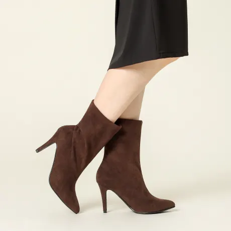 Allegra K - Pointed Toe Foldable Ankle Sock Boots