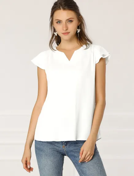 Allegra K- Short Cap Sleeve Work Blouse Pack, White Combo1