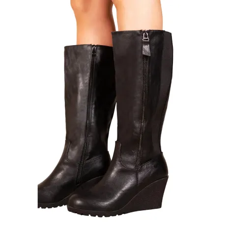 Where's That From - Womens/Ladies Lara Faux Leather Side Zip Wedge Mid Calf Boots