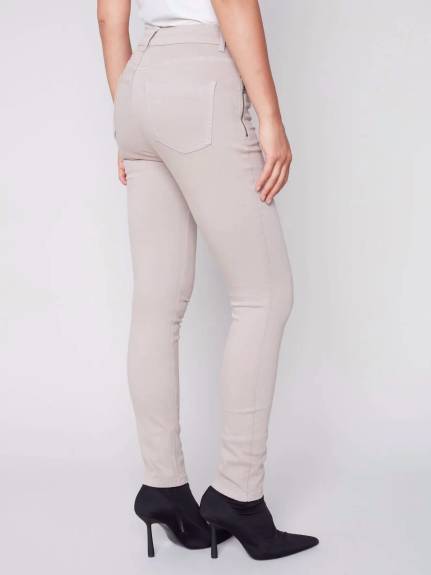 CHARLIE B - Twill Pants With Zipper Pocket Detail